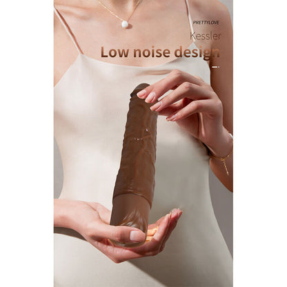 PRETTY LOVE – KESSLER REALISTISK VIBRERANDE DILDO MED 10 VIBRATIONSLÄGEN OCH 10 STÖTLÄGEN, 22 CM, BRUN