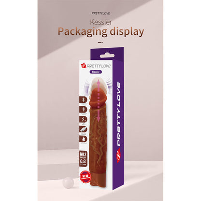PRETTY LOVE – KESSLER REALISTISK VIBRERANDE DILDO MED 10 VIBRATIONSLÄGEN OCH 10 STÖTLÄGEN, 22 CM, BRUN