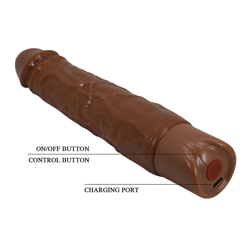 PRETTY LOVE – KESSLER REALISTISK VIBRERANDE DILDO MED 10 VIBRATIONSLÄGEN OCH 10 STÖTLÄGEN, 22 CM, BRUN