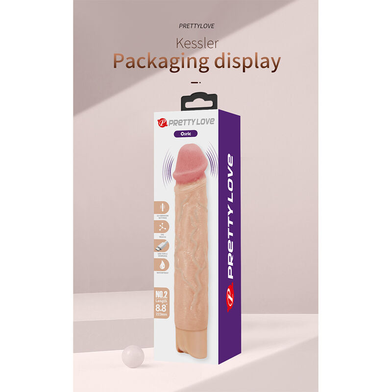 PRETTY LOVE – KESSLER REALISTISK VIBRERANDE DILDO MED 10 VIBRATIONSLÄGEN OCH 10 STÖTAR, 22 CM NATURLIG