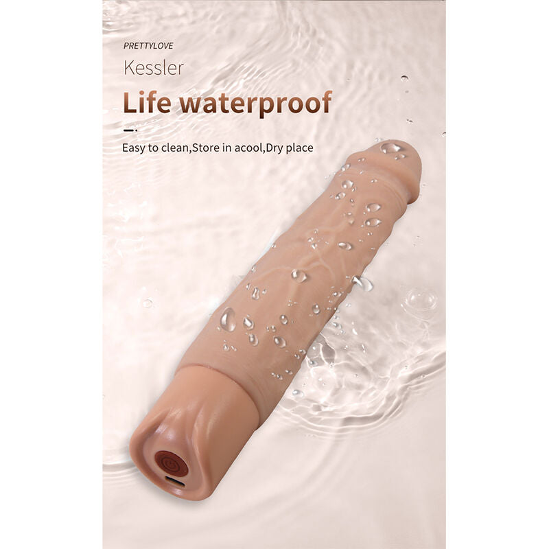 PRETTY LOVE – KESSLER REALISTISK VIBRERANDE DILDO MED 10 VIBRATIONSLÄGEN OCH 10 STÖTAR, 22 CM NATURLIG