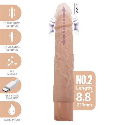 PRETTY LOVE – KESSLER REALISTISK VIBRERANDE DILDO MED 10 VIBRATIONSLÄGEN OCH 10 STÖTAR, 22 CM NATURLIG