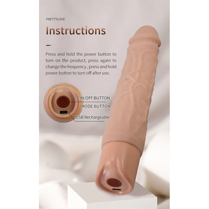 PRETTY LOVE – KESSLER REALISTISK VIBRERANDE DILDO MED 10 VIBRATIONSLÄGEN OCH 10 STÖTAR, 22 CM NATURLIG