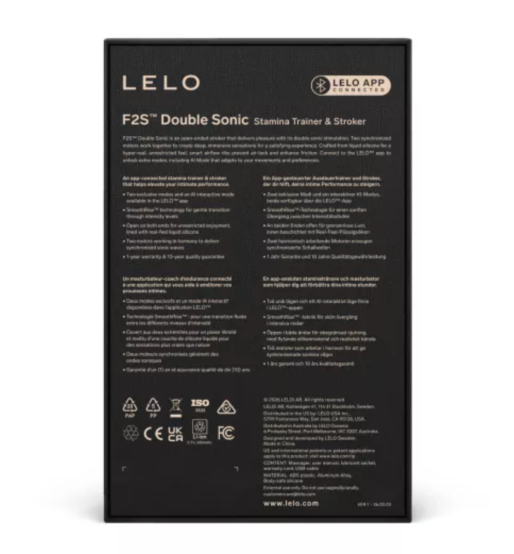 LELO - F2S DUBBEL SONISK MANLIG ONANATOR MED DUBBEL SONISK STIMULERING RÖD