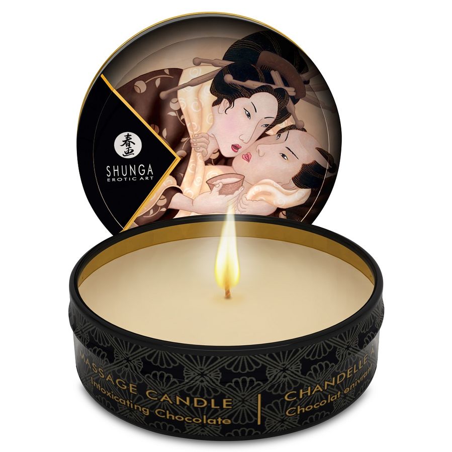 SHUNGA - MINI CARESS BY CANDELIGHT CHOCOLATE MASSAGE CANDLE 30 ML - Kink&Play
