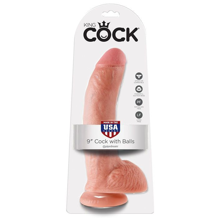 KING COCK - 9 DILDO FLESH WITH BALLS 22.9 CM - Kink&Play