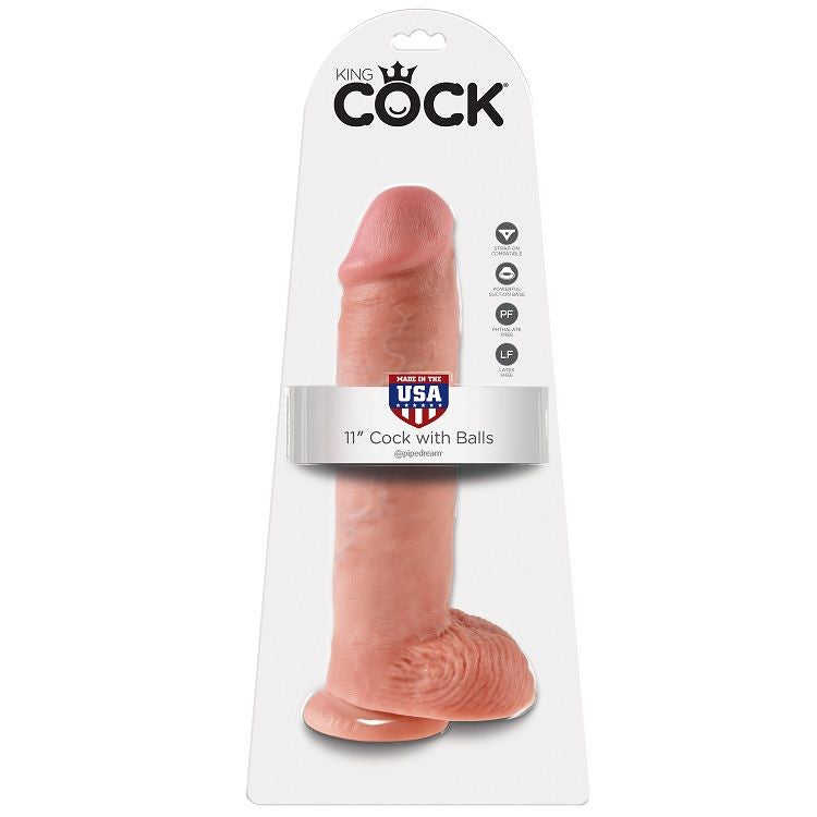 KING COCK - 11 DILDO HUD MED KUKBOLLAR 28 CM