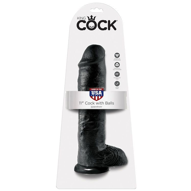 KING COCK - DILDO SVART MED KULOR 28 CM