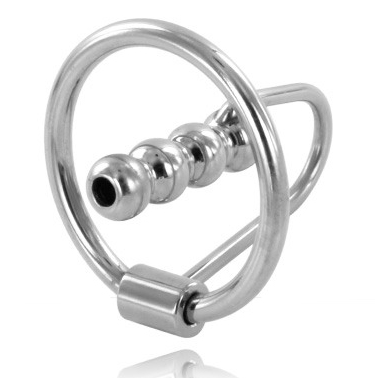 METAL HARD - GLAND RING WITH URETHRAL PLUG 28MM - Kink&Play