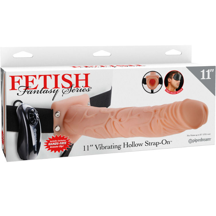 FETISH FANTASY SERIES - SERIES 11 HOLLOW STRAP-ON VIBRATING WITH BALLS 27.9CM FLESH - Kink&Play