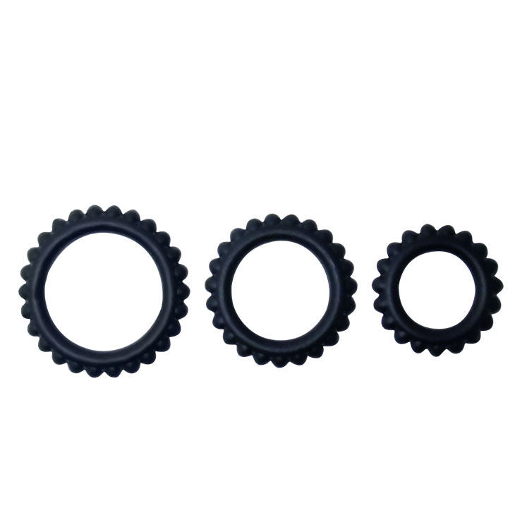 BAILE - TITAN SET 3PCS COCK RING BLACK 2.8 + 2.4 + 1.9 CM - Kink&Play