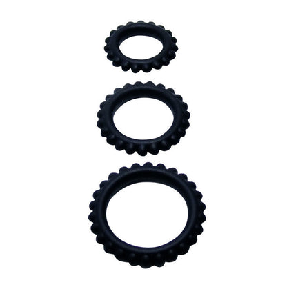 BAILE - TITAN SET 3PCS COCK RING BLACK 2.8 + 2.4 + 1.9 CM - Kink&Play