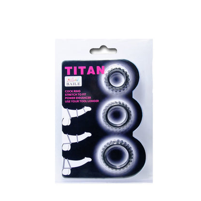 BAILE - TITAN SET 3PCS COCK RING BLACK 2.8 + 2.4 + 1.9 CM - Kink&Play