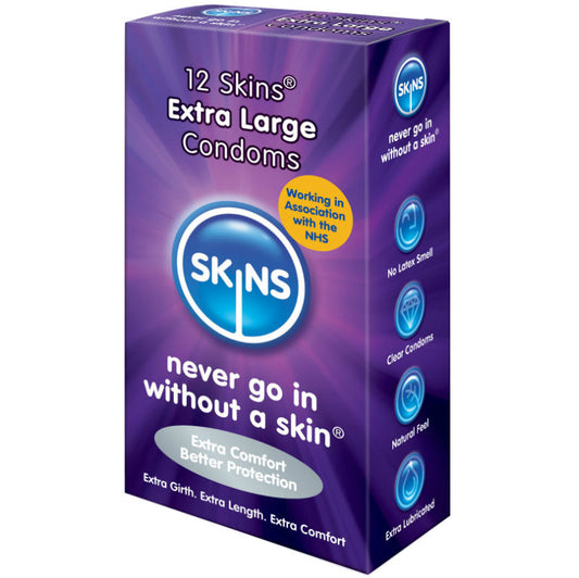SKINS - EXTRA STORA KONDOMAR 12-PACK