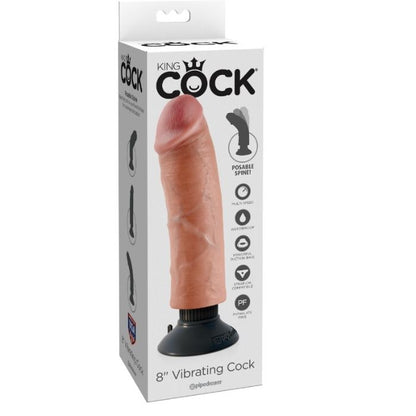 KING COCK - 20.32 CM VIBRATING COCK FLESH - Kink&Play
