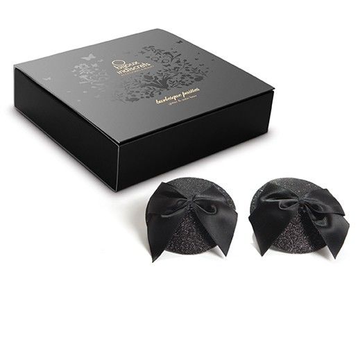 BIJOUX - BURLESQUE SHINY NIPPLE COVERS WITH BOW - Kink&Play