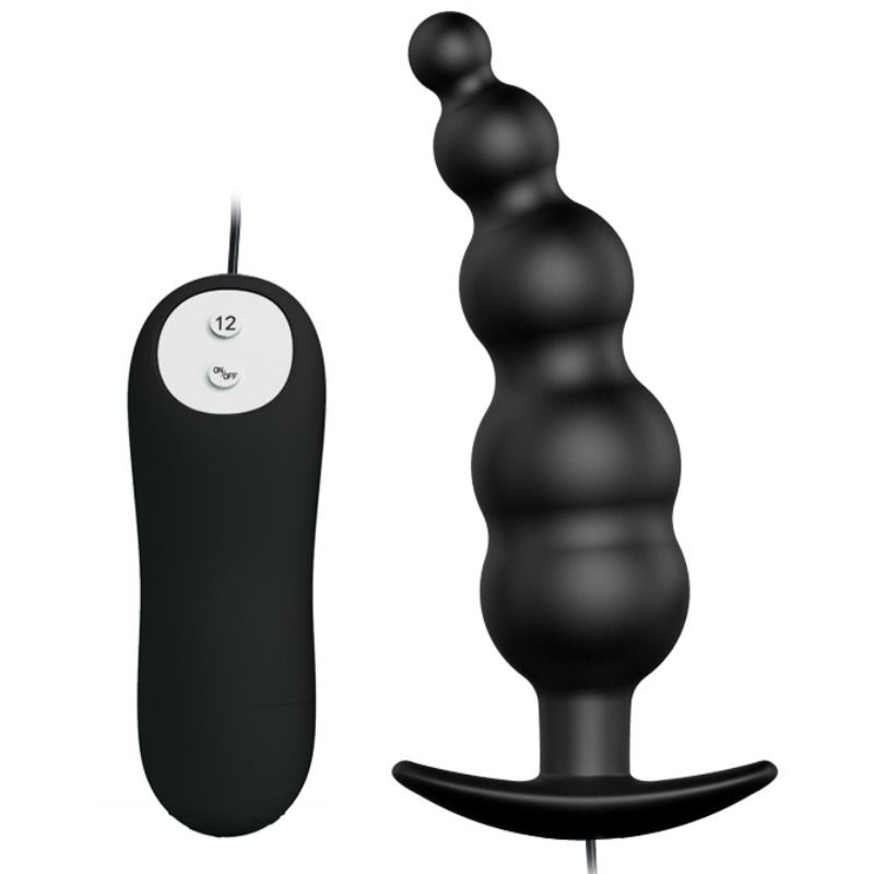 PRETTY LOVE - ANAL PLUG SILICONE EXTRA STIMULATION AND 12 VIBRATION MODES BLACK REMOTE CONTROL - Kink&Play