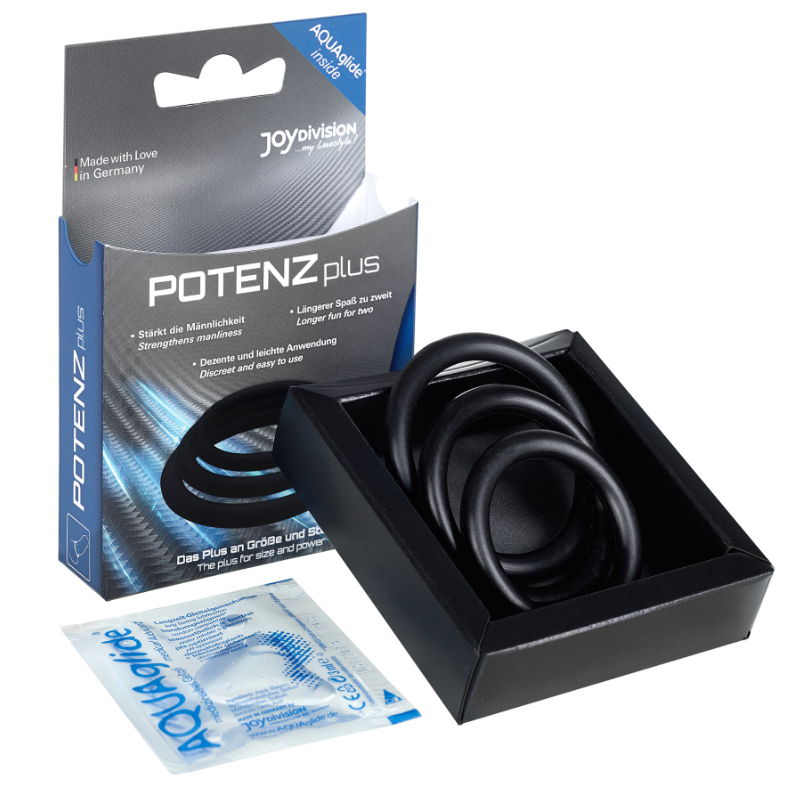 JOYDIVISION POTENZDUO - PLUS 3 BLACK RINGS SET - S, M, L - Kink&Play