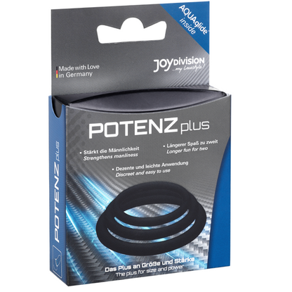 JOYDIVISION POTENZDUO - PLUS 3 BLACK RINGS SET - S, M, L - Kink&Play