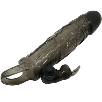 BAILE - BRAVE MAN PENIS COVER WITH RABBIT BLACK 16.5 CM - Kink&Play