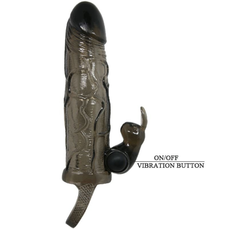 BAILE - BRAVE MAN PENIS COVER WITH RABBIT BLACK 16.5 CM - Kink&Play