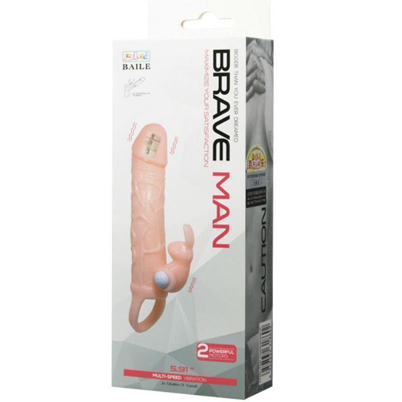 BAILE - BRAVE MAN PENIS COVER WITH RABBIT AND DOUBLE ENGINE FLESH 16.5 CM - Kink&Play