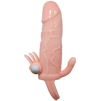 BAILE - BRAVE MAN PENISÖVERDRAG MED KLITORIS- OCH ANALSTIMULERING KÖTTFÄRGAD 16,5 CM