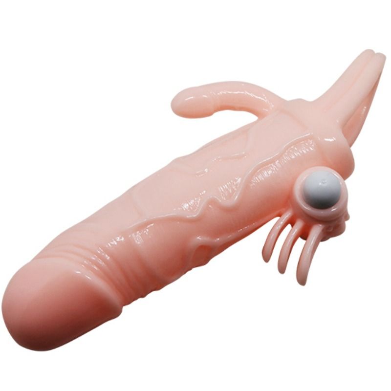 BAILE - BRAVE MAN PENISÖVERDRAG MED KLITORIS- OCH ANALSTIMULERING KÖTTFÄRGAD 16,5 CM