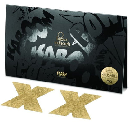 BIJOUX - INDISCRETS FLASH CROSS GOLD NIPPLE COVERS - Kink&Play