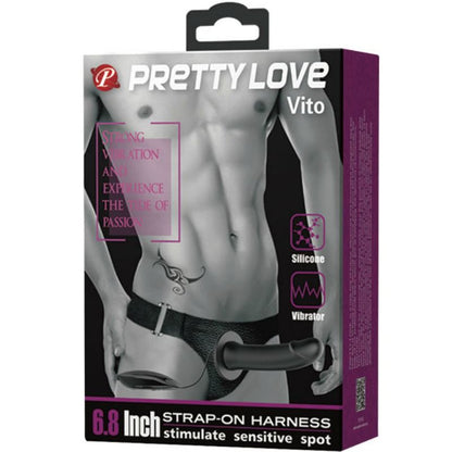 PRETTY LOVE - VITO STRAP-ON MED IHÅLIG DILDO OCH VIBRATION 17.3 CM