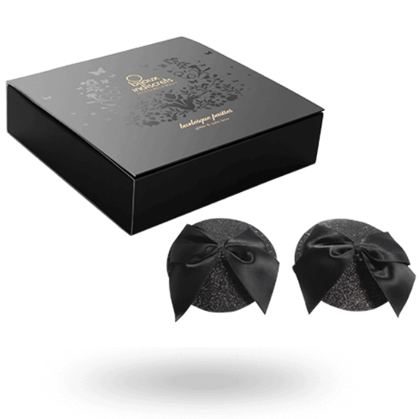 BIJOUX - BURLESQUE SHINY NIPPLE COVERS WITH BOW - Kink&Play