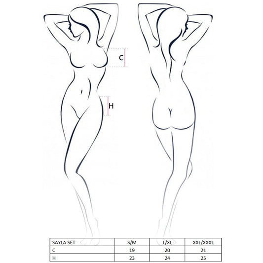 PASSION - KVINNLIG SAYLA-SET SVART STORLEK S/M