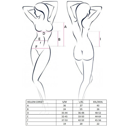 PASSION - KVINNA HELLEN SVART KORSET STORLEK L/XL