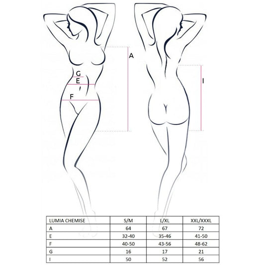 PASSION - WOMAN LUMIA CHEMISE BLACK SIZE L/XL