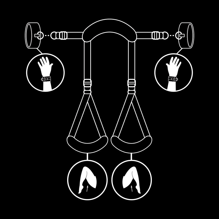 FETISH SUBMISSIVE - OPEN LEGS POSITION WITH NOPRENE LINING HANDCUFFS - Kink&Play
