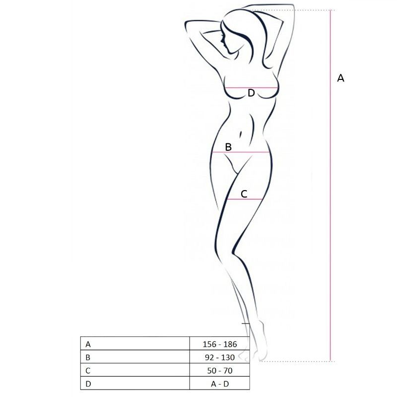PASSION - DAM BS055 RÖD BODYSTOCKING EN STORLEK