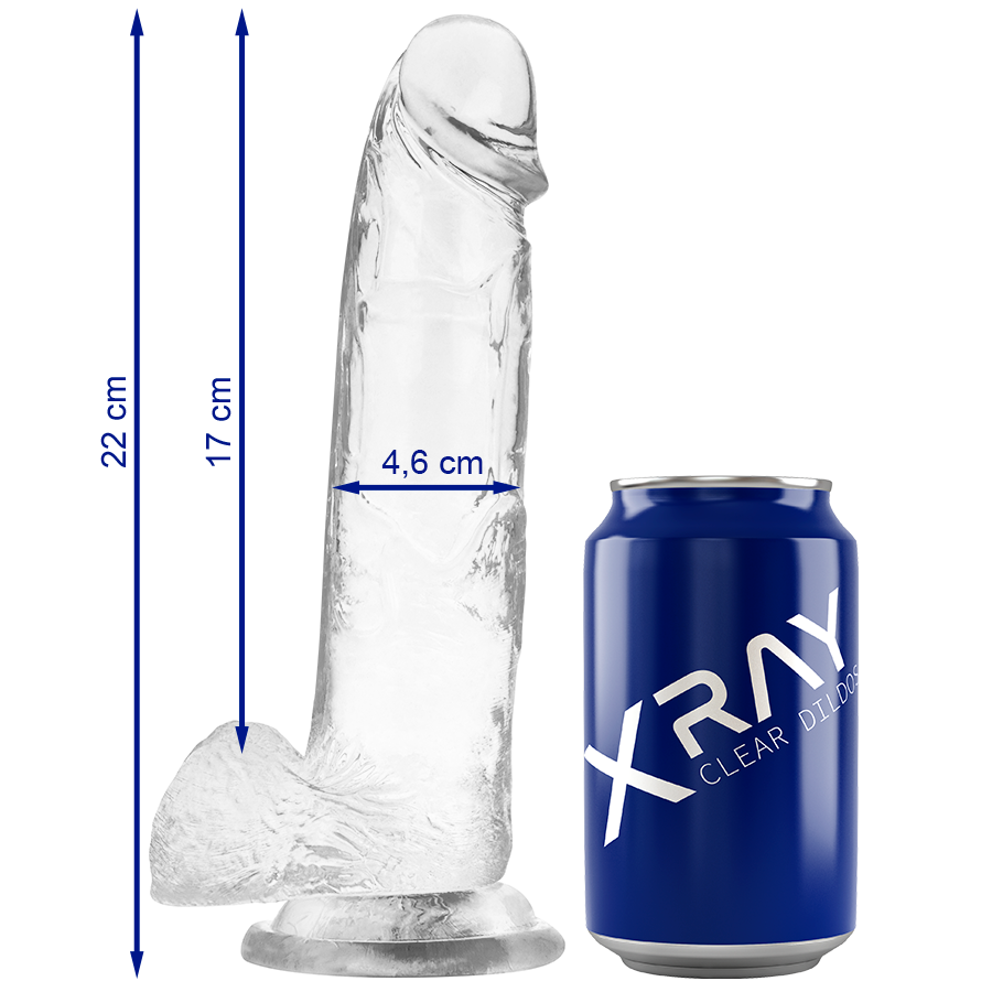 RÖNTGEN - KLAR PENIS MED KULOR 22 CM -O- 4,6 CM