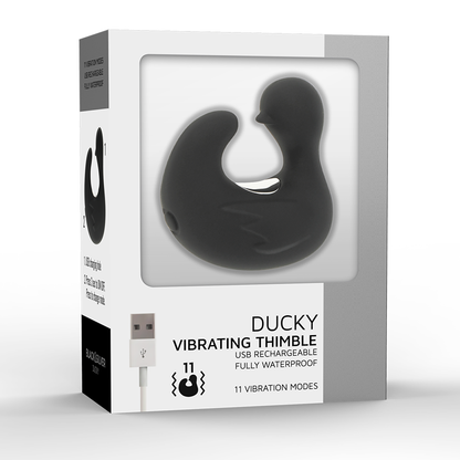 BLACK&SILVER - DUCKYMANIA UPPLADDNINGSBAR SILIKON STIMULERANDE ANK-FINGERTUTA