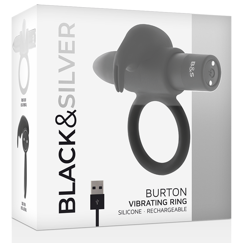 SVART & SILVER - BURTON RING 10 VIBRATIONSLÄGEN SVART