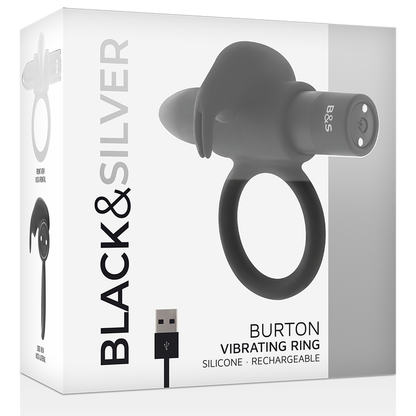 SVART & SILVER - BURTON RING 10 VIBRATIONSLÄGEN SVART