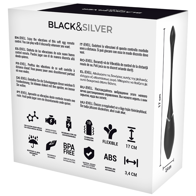 BLACK&SILVER - JENELL UPPLADDNINGSBART VIBRERANDE ÄGG