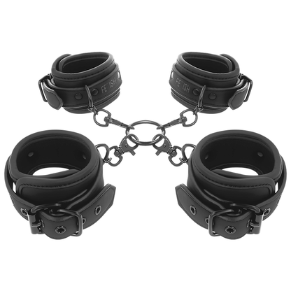 FETISH SUBMISSIVE - SET OF HAND AND ANKLE HANDCUFFS WITH NOPRENE LINING - Kink&Play