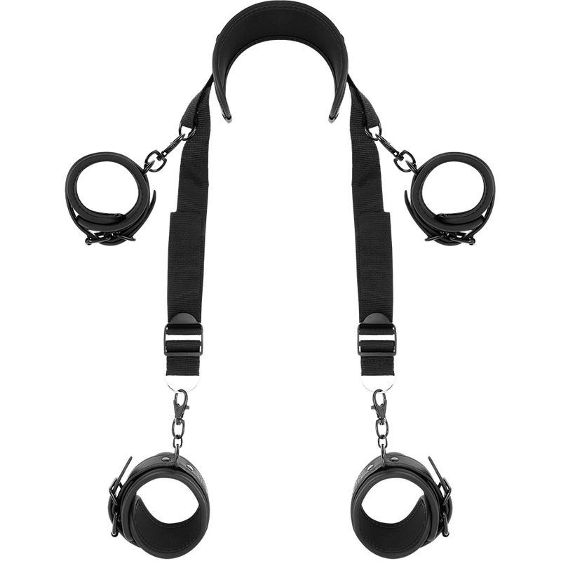 FETISH SUBMISSIVE - MASTER POSITION WITH 4 NOPRENE-LINED HANDCUFFS - Kink&Play