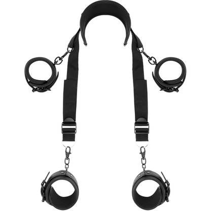 FETISH SUBMISSIVE - MASTER POSITION WITH 4 NOPRENE-LINED HANDCUFFS - Kink&Play