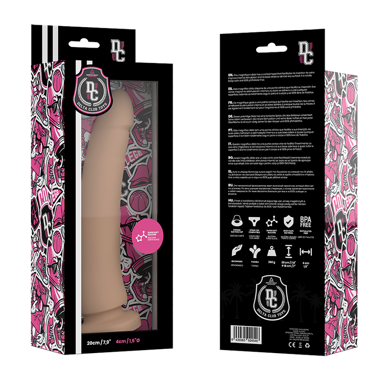 DELTA CLUB - LEKSAKER NATURLIG DILDO MEDICINSK SILIKON 20 CM -O- 4 CM