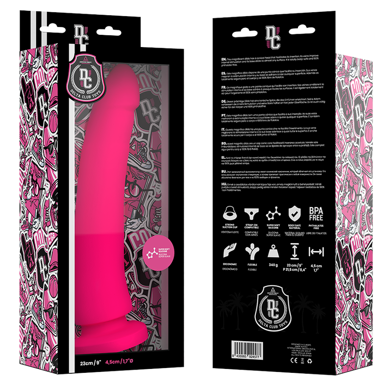 DELTA CLUB - LEKSAKER ROSA DILDO MEDICINSK SILIKON 23 CM -O- 4,5 CM