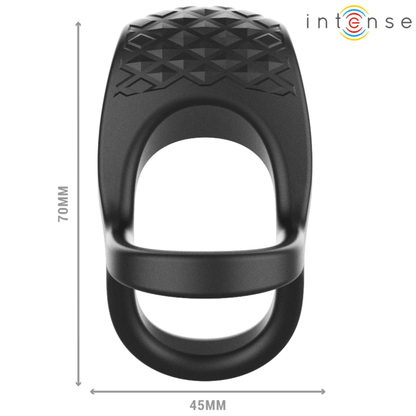 INTENSE - ALEX VIBRATOR DOUBLE PENIS RING 10 VIBRATIONS BLACK - Kink&Play