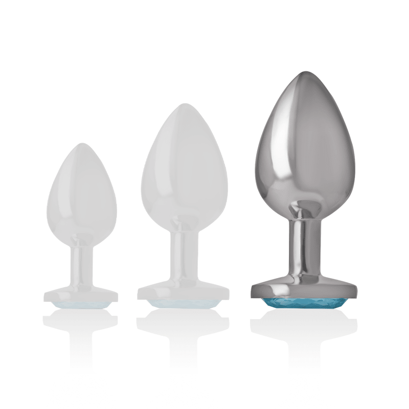 INTENSE - ALUMINUM METAL ANAL PLUG BLUE HEART SIZE L - Kink&Play