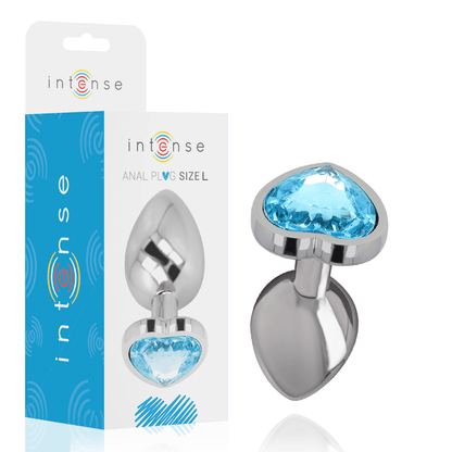 INTENSE - ALUMINUM METAL ANAL PLUG BLUE HEART SIZE L - Kink&Play