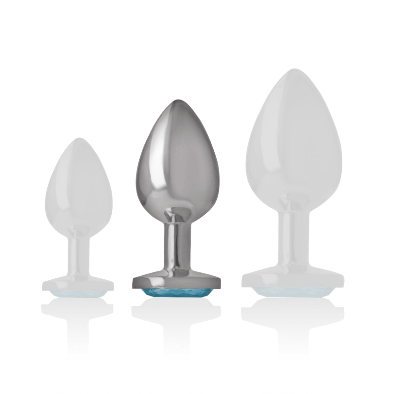 INTENSE - ALUMINUM METAL ANAL PLUG BLUE HEART SIZE M - Kink&Play